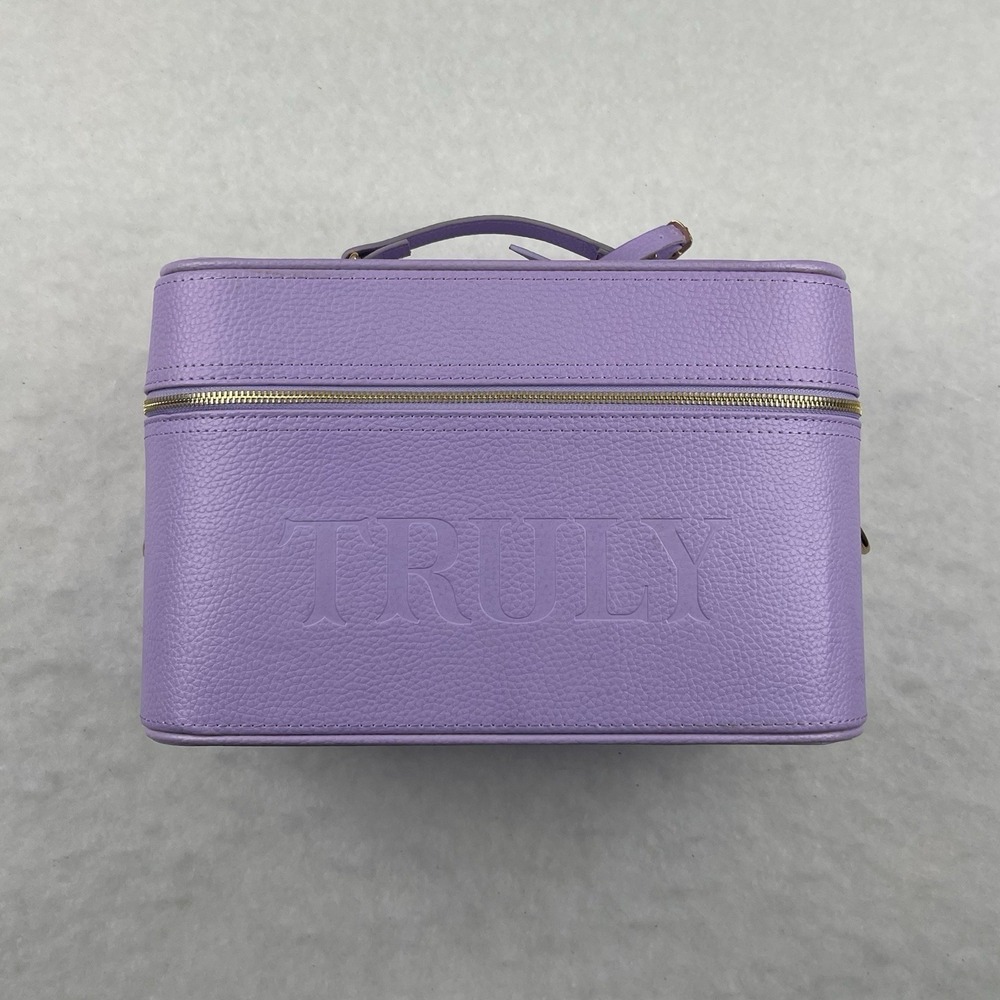 Truly Beauty Amalfi Luxury Travel Trunk Lilac Vegan Leather Makeup Case New - Picture 4 of 7